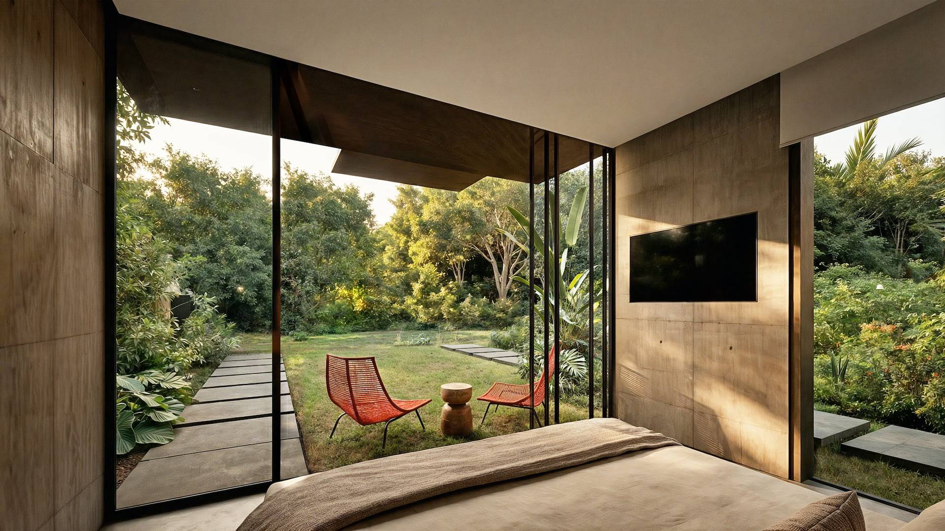 Lock-off room with access to a deck and garden area