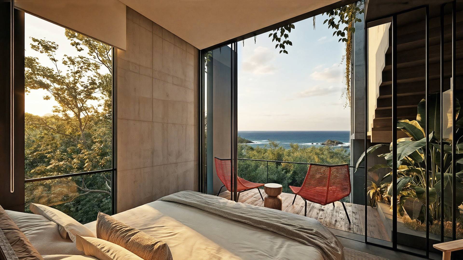 beautiful master bedroom in the villa aire at Vervana
