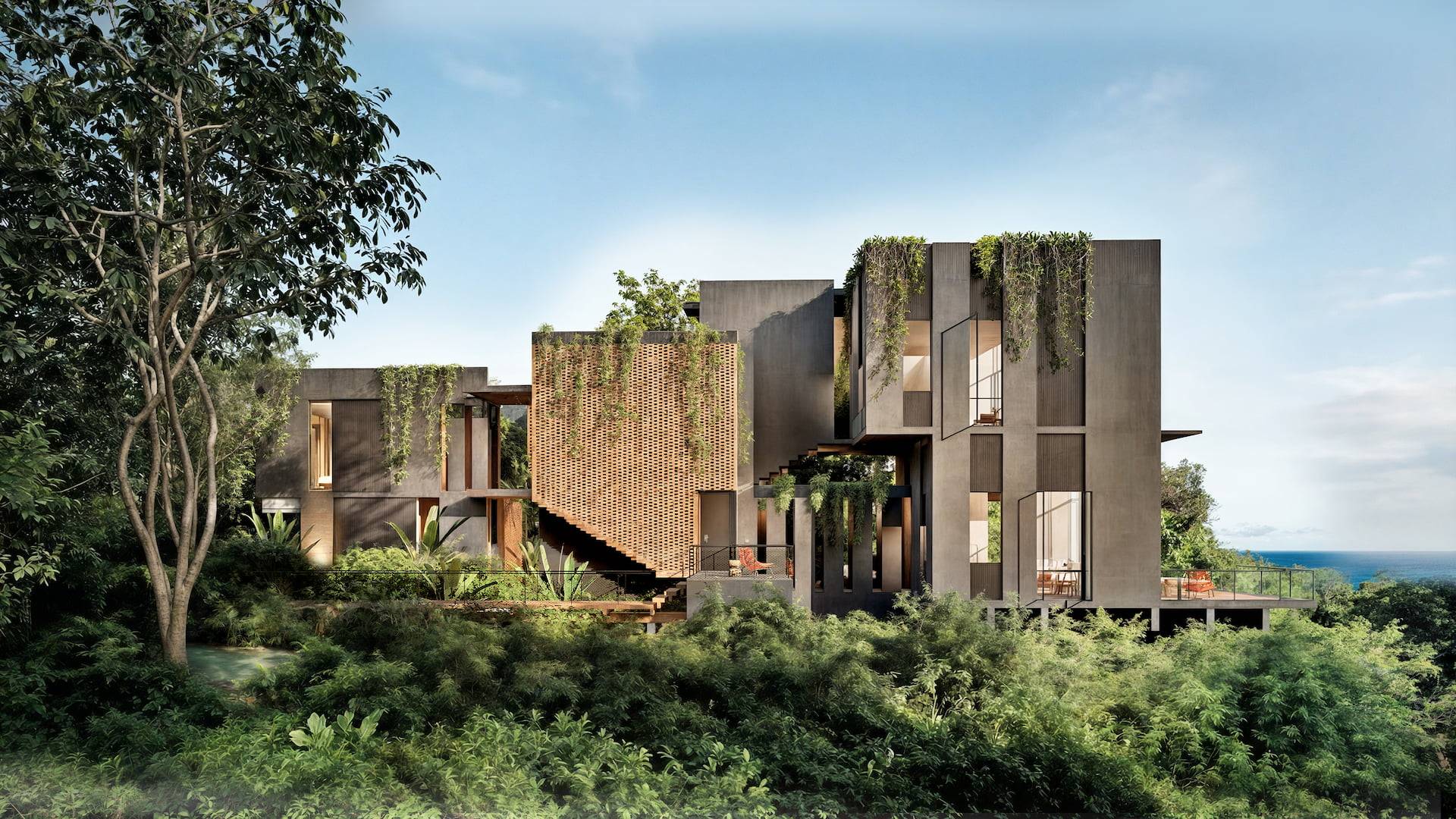 Exterior view of the Villa Tierra and Villa Aire